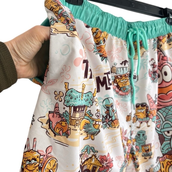 Sponge Bob Square Pants Swim Suit Trunks Shorts XL Big Kahjna Tiki Time Bar NEW! - Picture 3 of 15